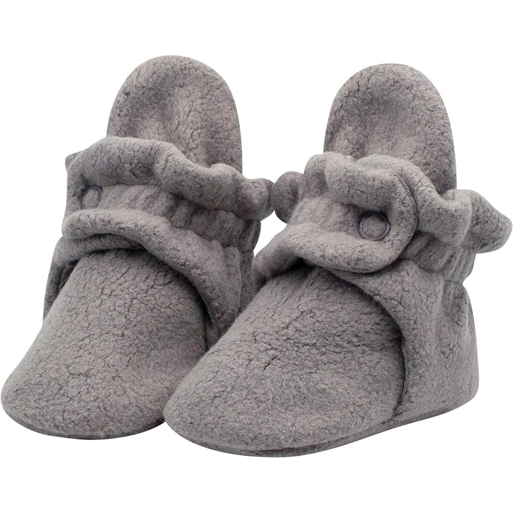 imageZutano Unisex Fleece Baby Booties Two Snap Closure Newborn to 24 MonthsGrey