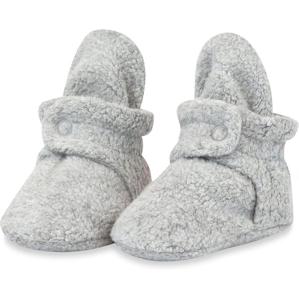 imageZutano Unisex Fleece Baby Booties Two Snap Closure Newborn to 24 MonthsHeather Gray