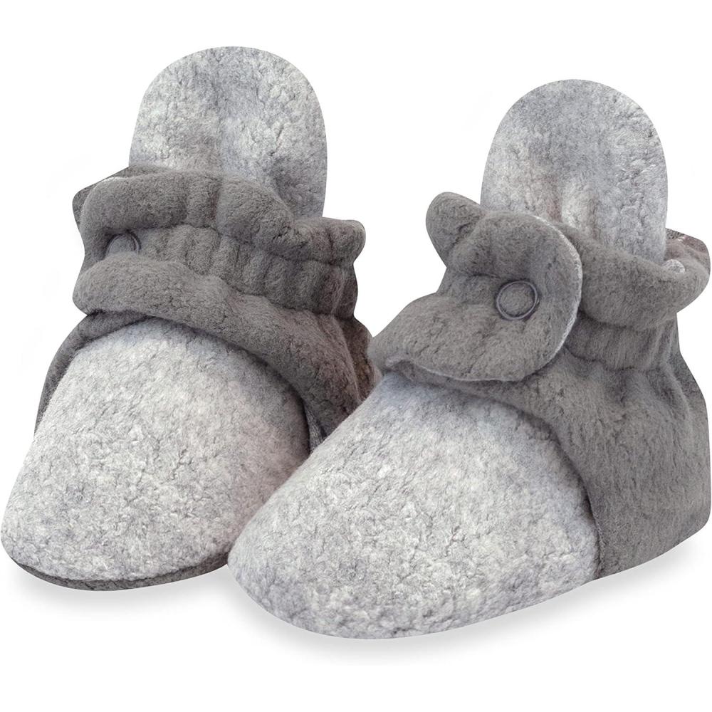 imageZutano Unisex Fleece Baby Booties Two Snap Closure Newborn to 24 MonthsHeather GrayGray