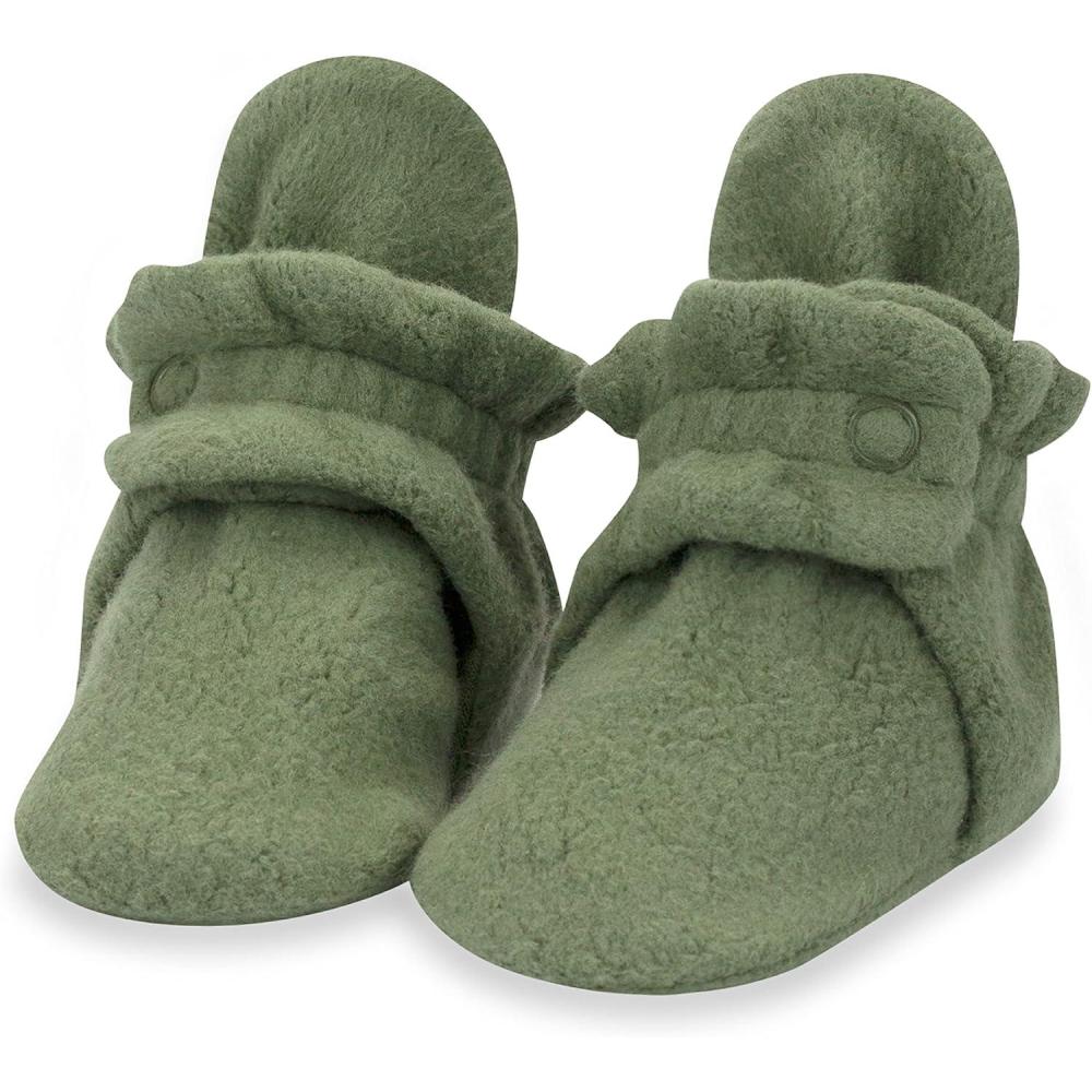 imageZutano Unisex Fleece Baby Booties Two Snap Closure Newborn to 24 MonthsOlive