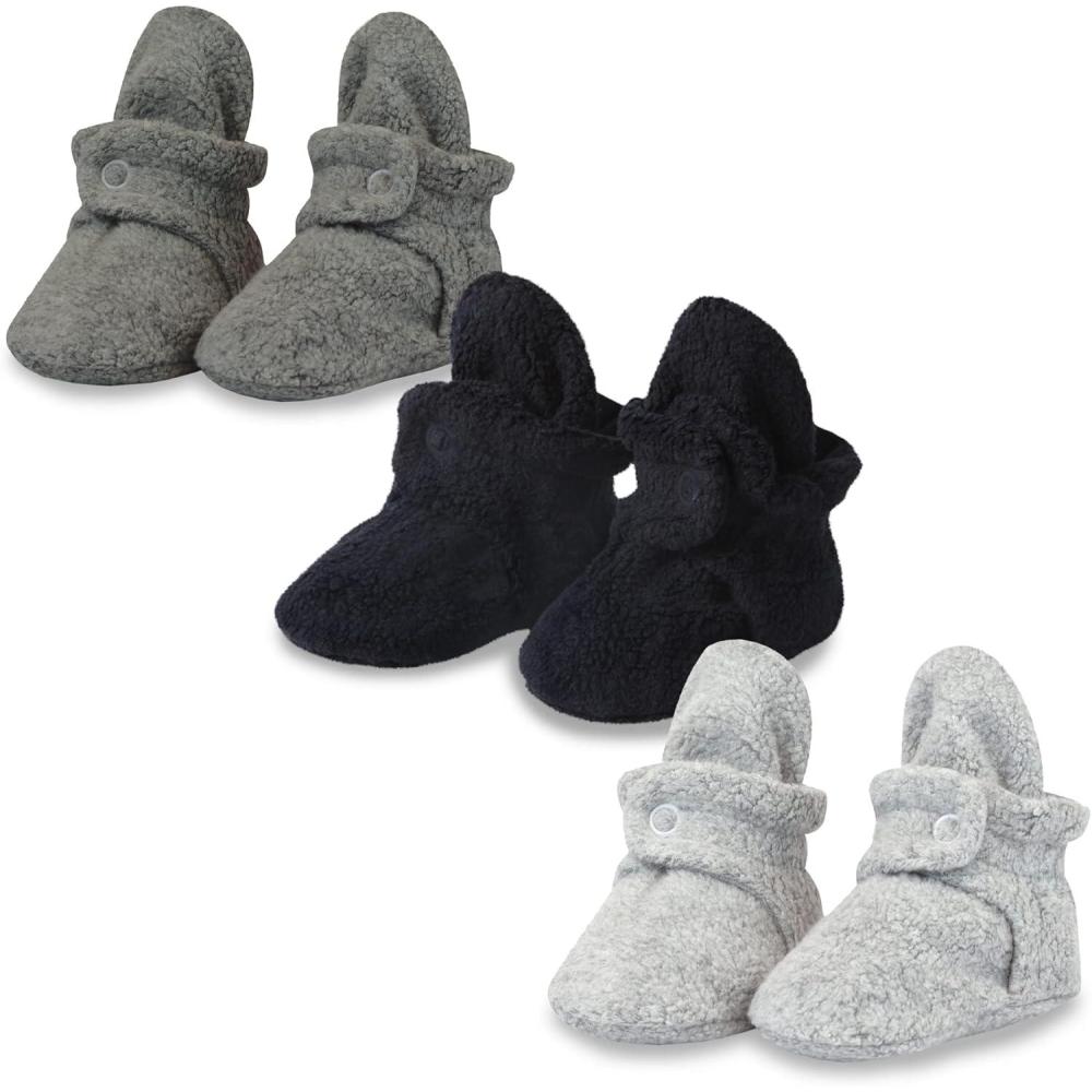 imageZutano Unisex Fleece Baby Booties with Organic Cotton Lining Newborn EssentialsGrayBlackHeather Gray