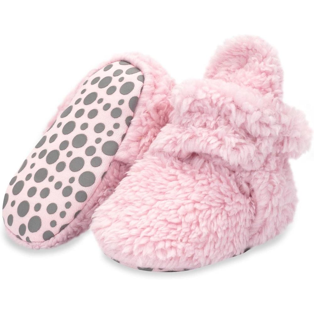 imageZutano Unisex Furry Baby Booties with Grippers Organic Cotton Lining Baby Registry Must HavesBaby Pink Furry