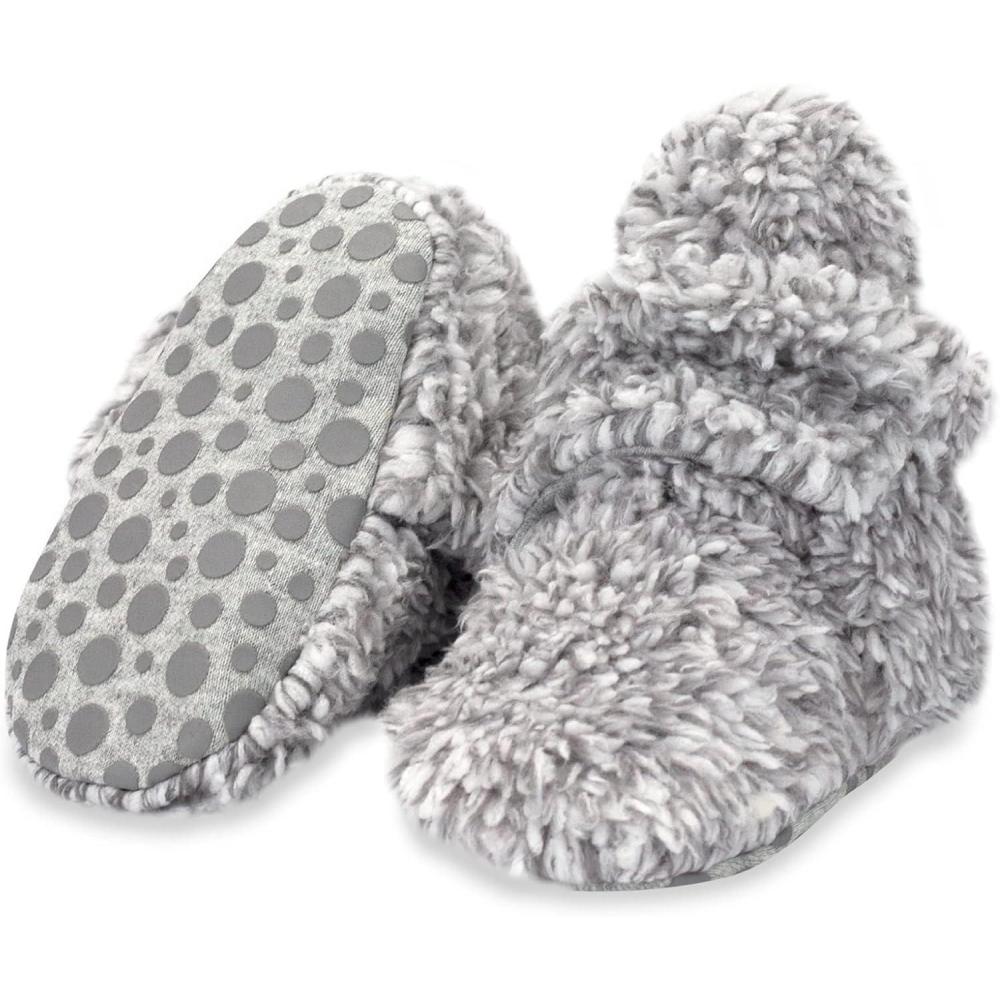 imageZutano Unisex Furry Baby Booties with Grippers Organic Cotton Lining Baby Registry Must HavesHeather Gray Furry