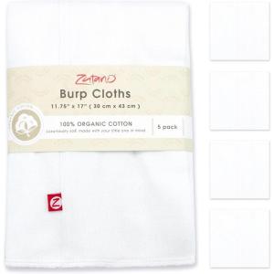 Zutano 5-Pack Organic Burp Cloths for Baby Girl & Boy, Large Cotton Burping Cloths for Babies | Absorbent Baby Spit-Up Rags | Gender Neutral Burp Clothes | Newborn Essentials, Heather Gray(Solid White)