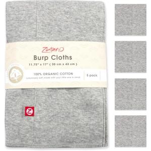 Zutano 5-Pack Organic Burp Cloths for Baby Girl & Boy, Large Cotton Burping Cloths for Babies | Absorbent Baby Spit-Up Rags | Gender Neutral Burp Clothes | Newborn Essentials, Heather Gray(Heather Gray)