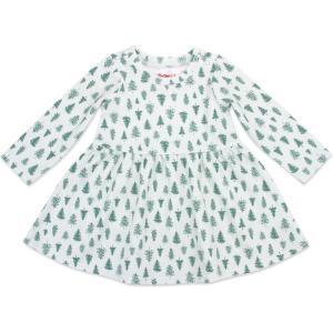 Zutano Baby Girls’ Organic Cotton, Long Sleeve Dress(Pine Trees)