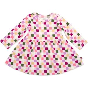 Zutano Baby Girls’ Organic Cotton, Long Sleeve Dress(Pink Checker)
