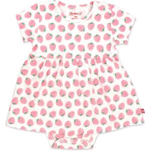 Zutano Baby Girls’ Organic Cotton Summer Dress, Cute Party Dresses for Baby Girls, Soft Cotton Dress, Baby Girl Dresses(Strawberries/Romper)