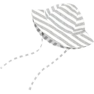 Zutano Bucket Sun Hat for Toddlers and Babies, Cotton Summer Baby Hat with Floppy, Wide Brim, Gray & White Stripe, 18M