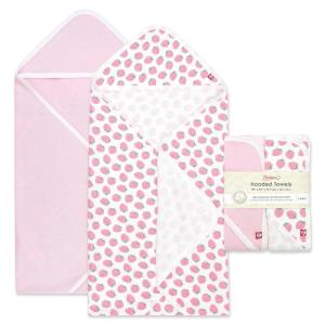 Zutano Hooded Baby Towels, Organic Cotton Baby Bath Towel, Ultra Soft and Absorbent Baby Towel for Newborn and Infant | Girl, Boy, and Unisex Towel Set, Strawberries, 2-Pack(Strawberries)