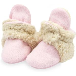 Zutano Unisex Fleece Baby Booties, Two Snap Closure, Newborn to 24 Months(Baby Pink Furry)