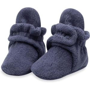 Zutano Unisex Fleece Baby Booties, Two Snap Closure, Newborn to 24 Months(Denim Navy)