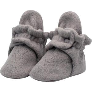Zutano Unisex Fleece Baby Booties, Two Snap Closure, Newborn to 24 Months(Grey)