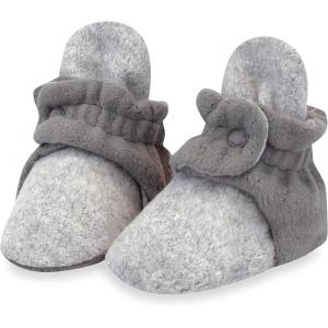 Zutano Unisex Fleece Baby Booties, Two Snap Closure, Newborn to 24 Months(Heather Gray/Gray)