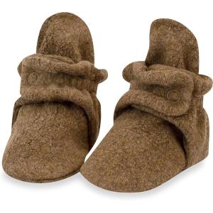 Zutano Unisex Fleece Baby Booties, Two Snap Closure, Newborn to 24 Months(Heather Mocha)
