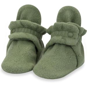Zutano Unisex Fleece Baby Booties, Two Snap Closure, Newborn to 24 Months(Olive)