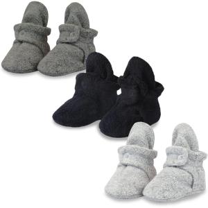 Zutano Unisex Fleece Baby Booties with Organic Cotton Lining, Newborn Essentials(Gray/Black/Heather Gray)