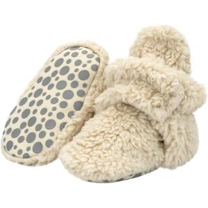 Zutano Unisex Furry Baby Booties with Grippers, Organic Cotton Lining, Baby Registry Must Haves(Oat Furry)