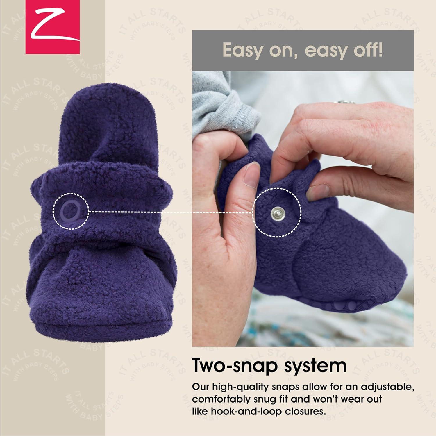 imageZutano Unisex Fleece Baby Booties with Organic Cotton Lining Newborn EssentialsBlackKhakiTrue Navy