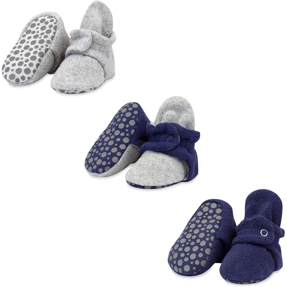 imageZutano Cozie Fleece Baby Booties with Grippers StayOn Baby Shoes Bundle 24M