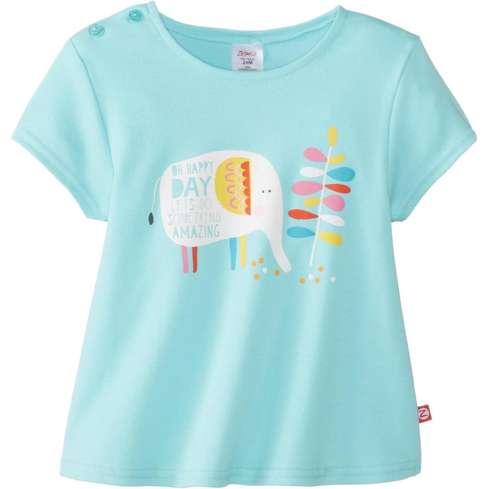imageZutano Baby Girls Short Sleeve Swing TeeAqua Elephant