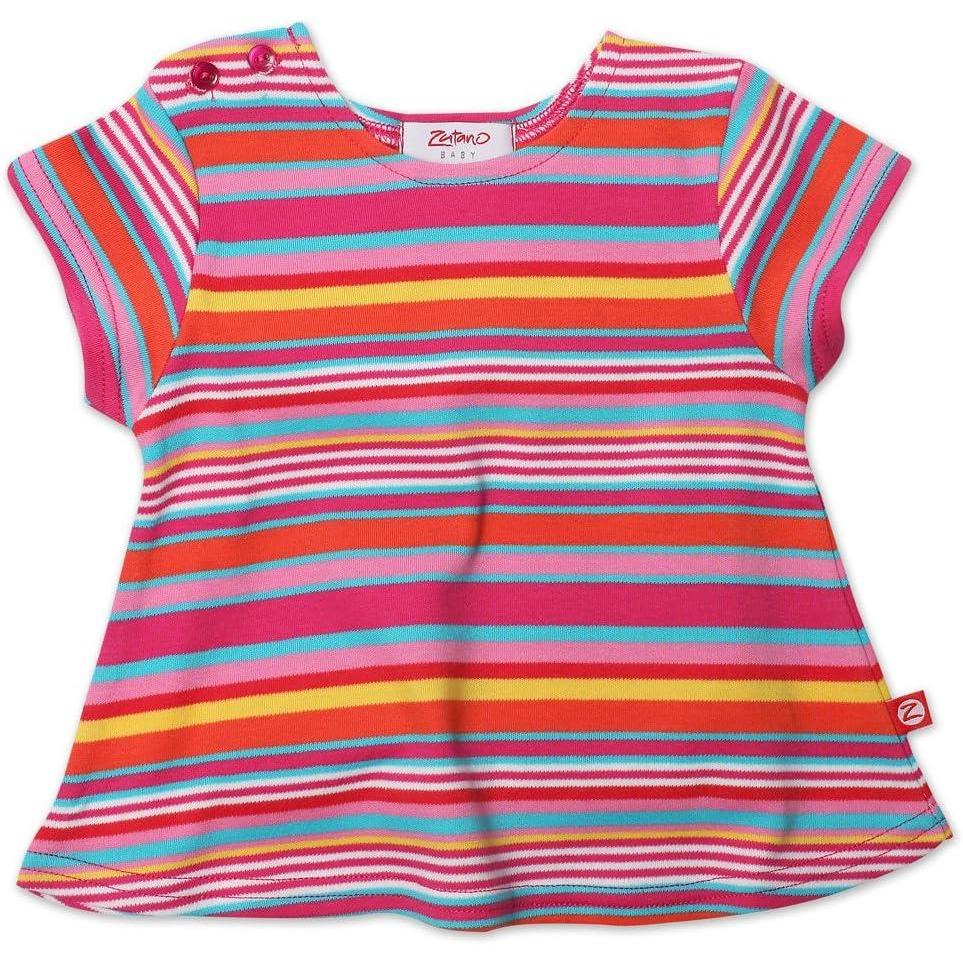 imageZutano Baby Girls Short Sleeve Swing TeeFuchsia Stripes