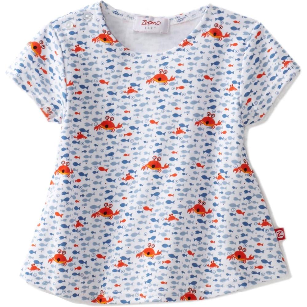 imageZutano Baby Girls Short Sleeve Swing TeeWhite Crabby