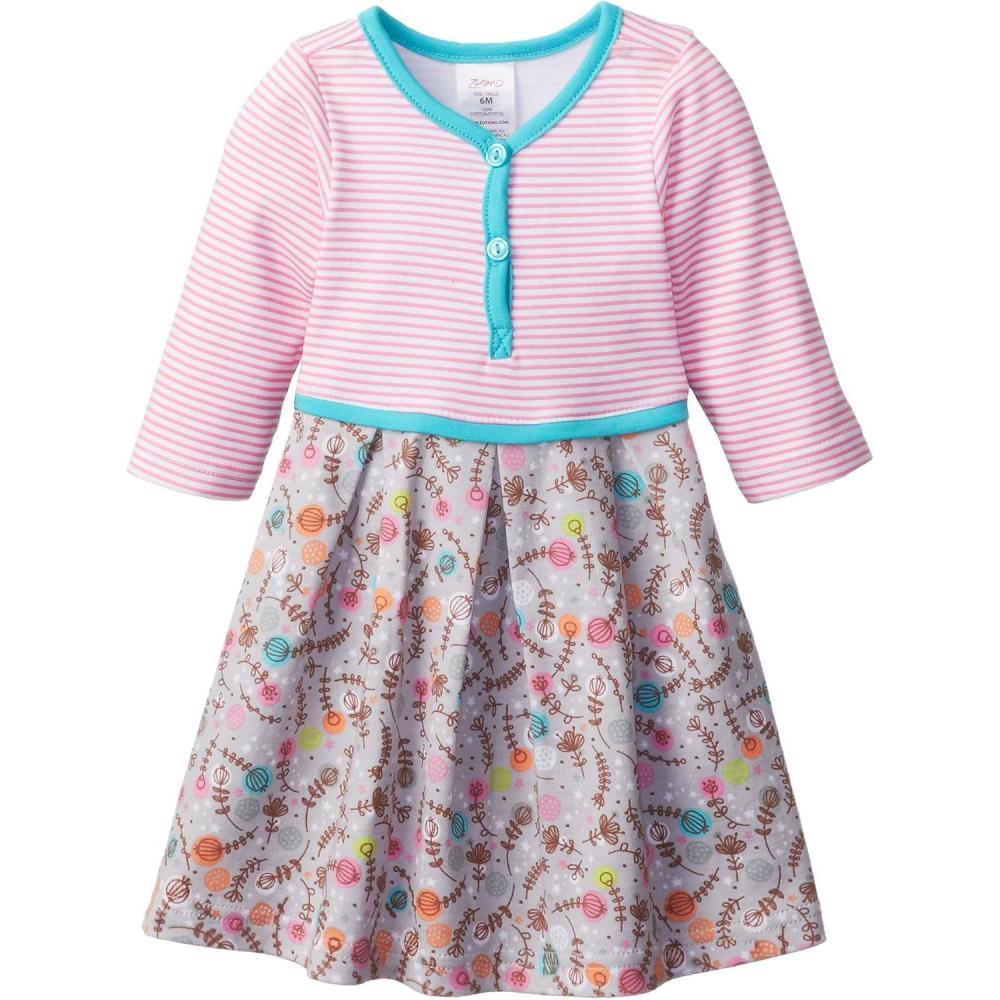 imageZutano Baby Girls Stripe Pretty Pleats DressGray
