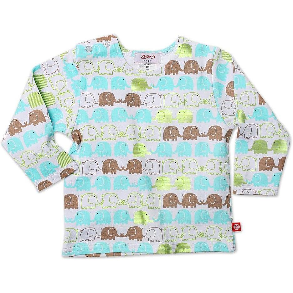 imageZutano Unisex baby Elephants Long Sleeve T ShirtWhite