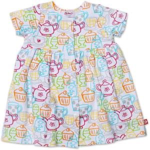 Zutano Baby Girls’ Cups And Cakes Short Sleeve Dress(White)