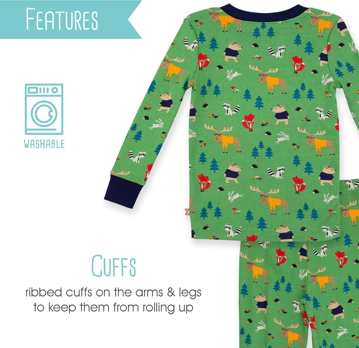 imageZutano Baby and Toddler Boys Pajamas TwoPiece Pajama Set Organic CottonForest