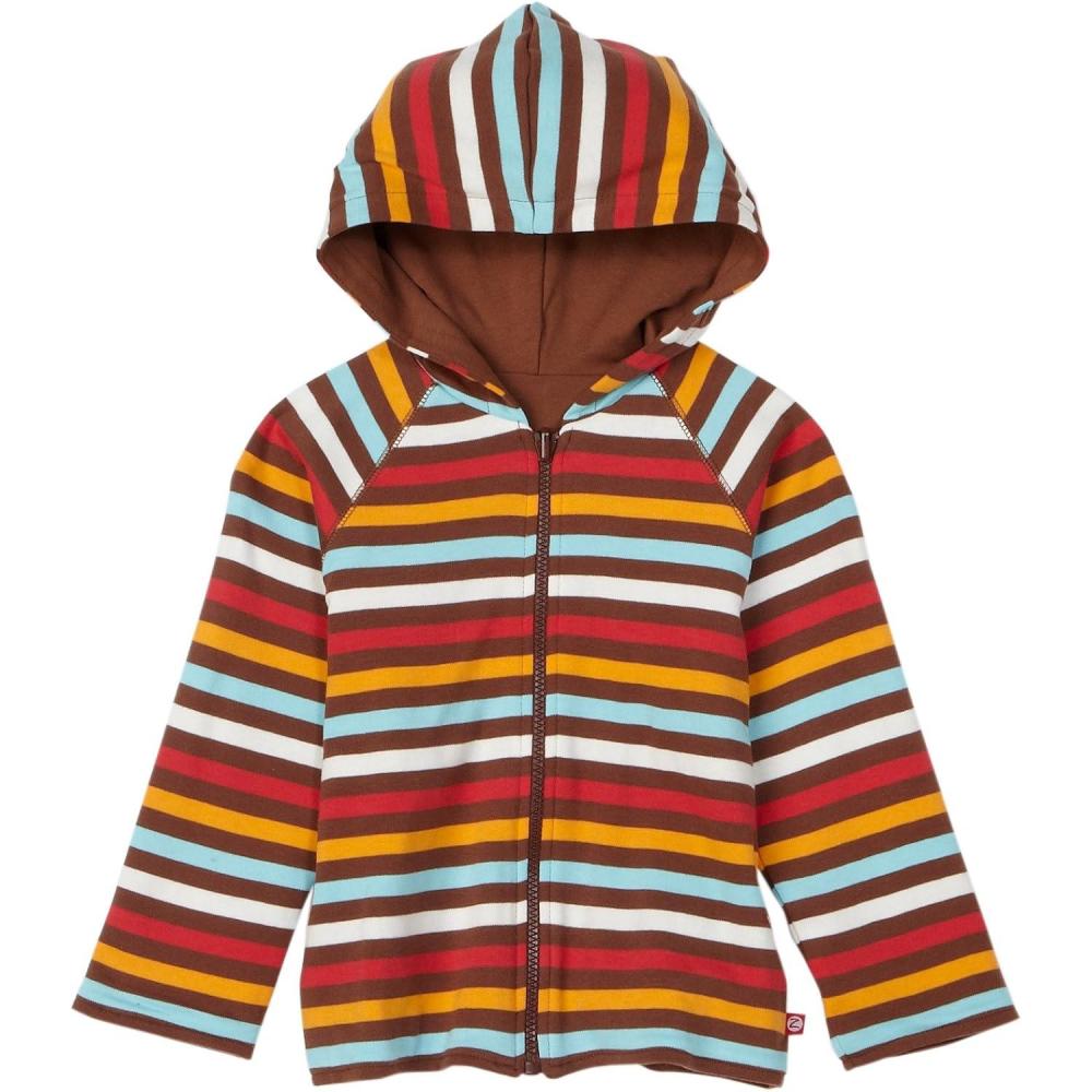 imageZutano Little Boys 5 Color Stripe Reversible Zip HoodieChocolateOrangeAquaRed