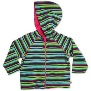 Zutano Little Girls’ Midnight Stripe Reversible Zip Hoodie(Fuchsia/Navy)