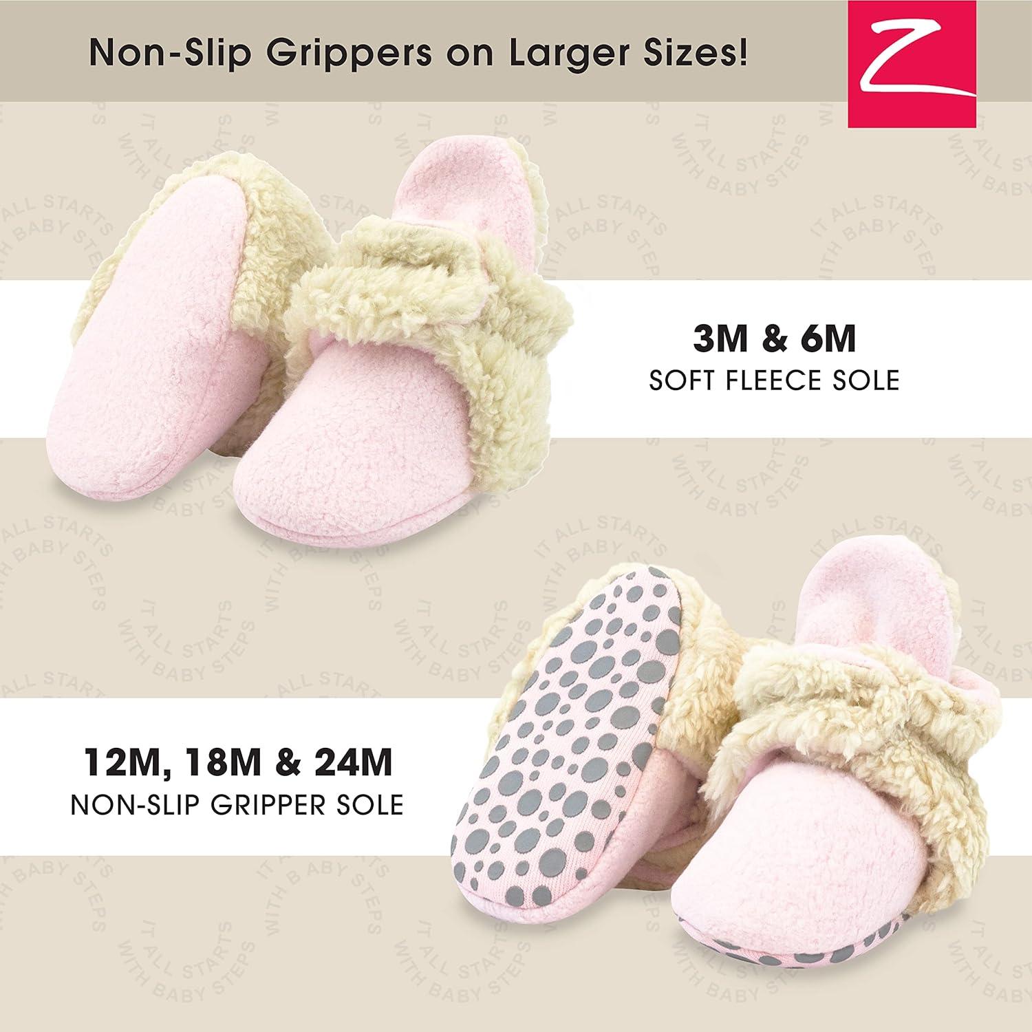 imageZutano unisexbaby Cozie Fleece Baby Booties With GrippersBaby Pink Furry