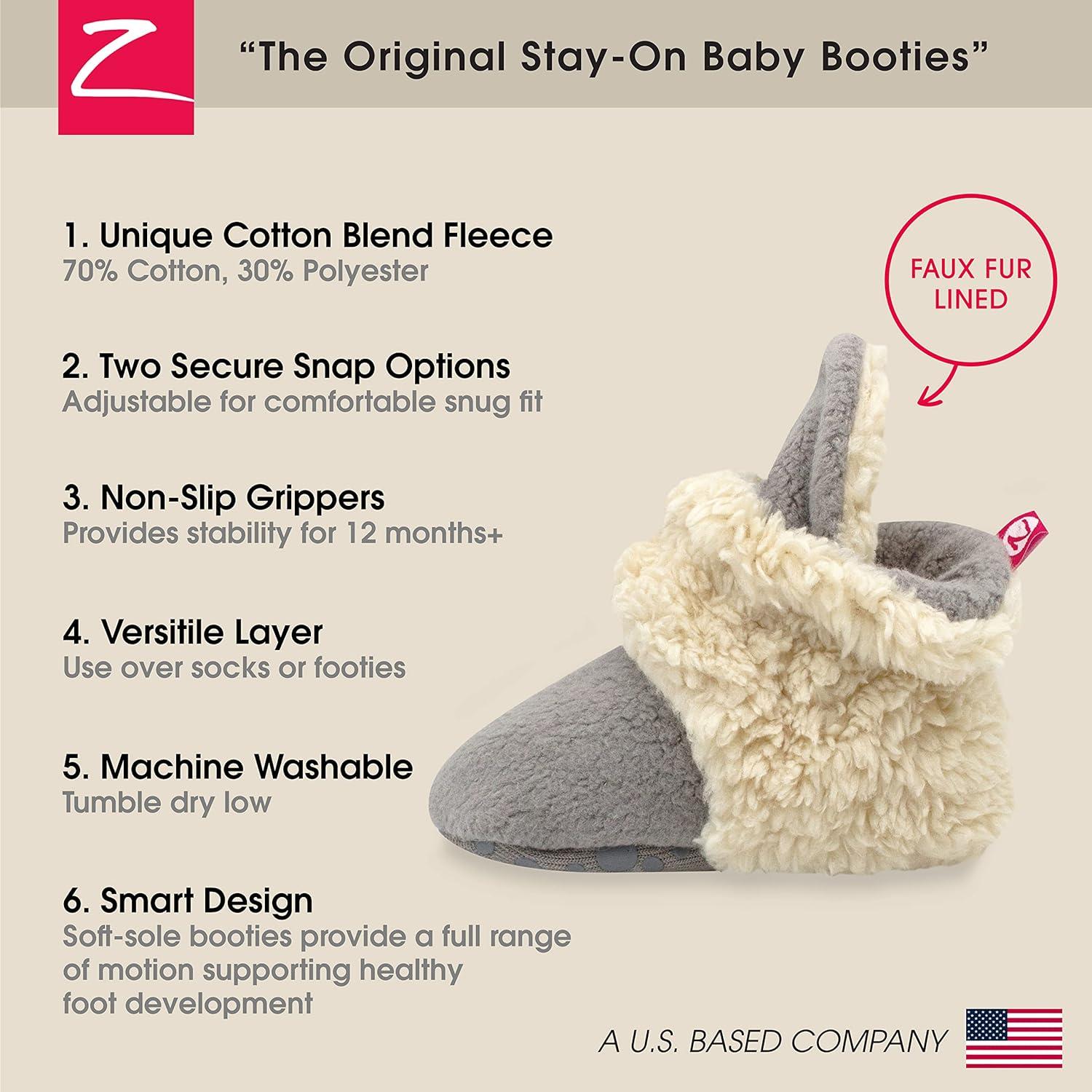 imageZutano unisexbaby Cozie Fleece Baby Booties With GrippersGray Furry