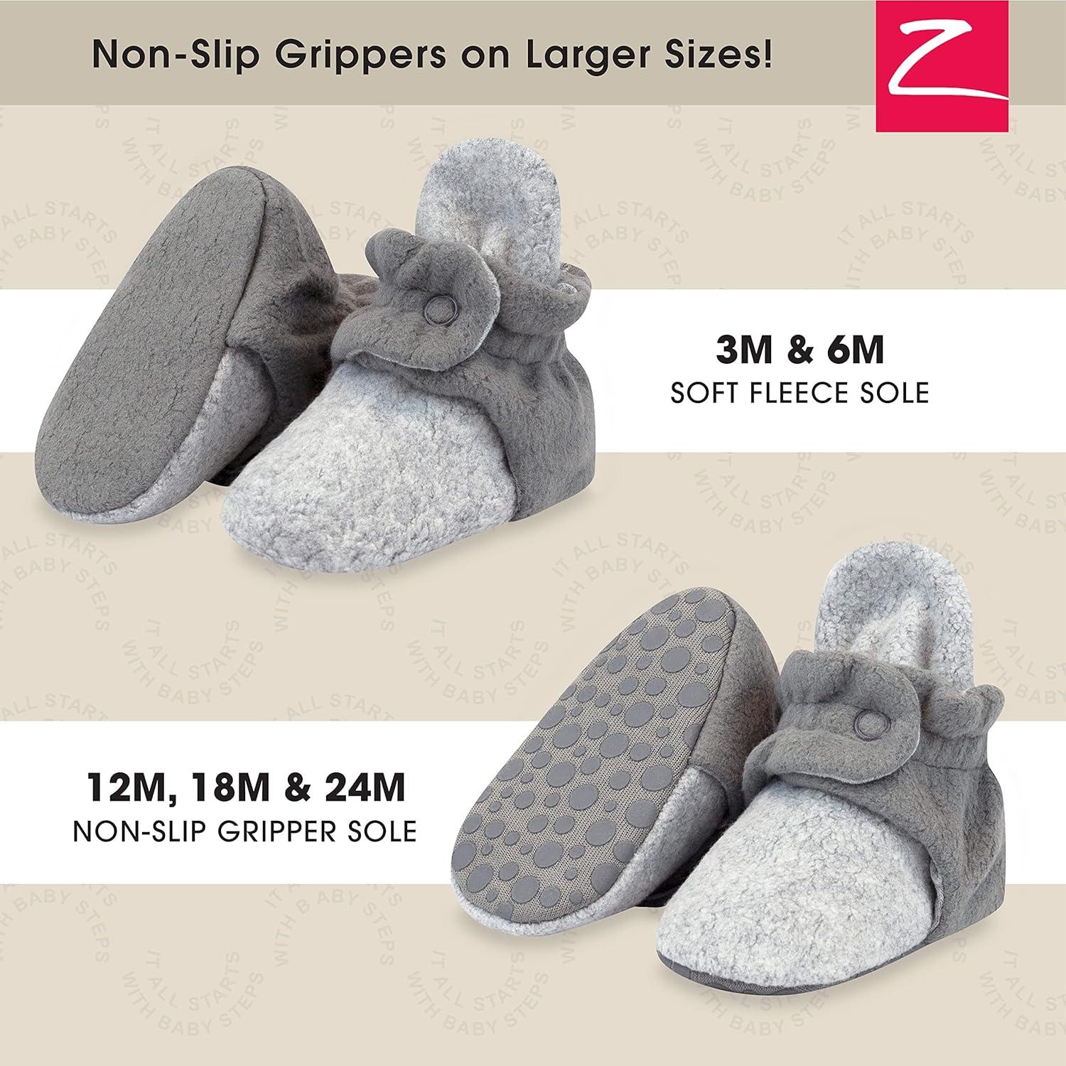 imageZutano unisexbaby Cozie Fleece Baby Booties With GrippersHeather GrayGray