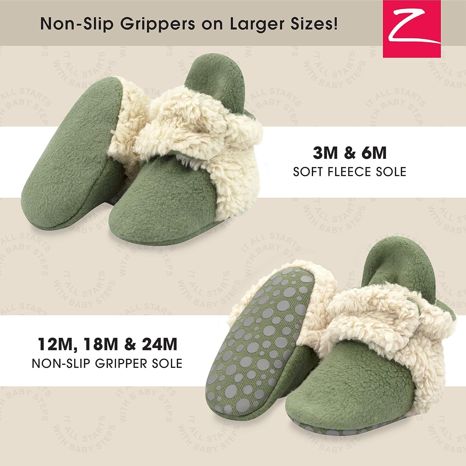 imageZutano unisexbaby Cozie Fleece Baby Booties With GrippersOlive Furry
