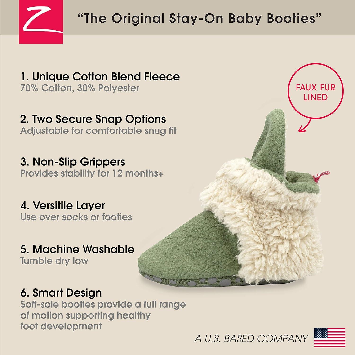 imageZutano unisexbaby Cozie Fleece Baby Booties With GrippersOlive Furry