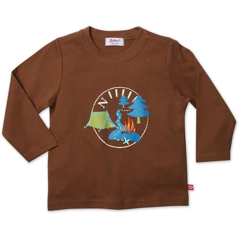 imageZUTANO Little Boys Campfire Screen Long Sleeve TeeChocolate