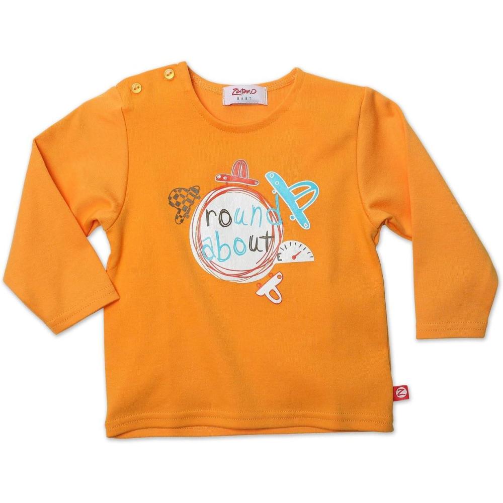 imageZutano Baby Boys Round About Screen Long Sleeve T Shirt Orange 24 Months