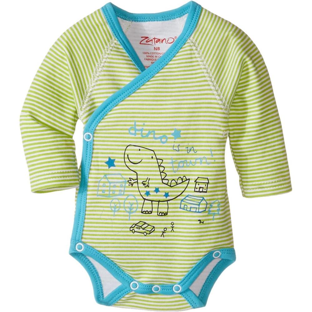 imageZutano BabyBoys Newborn Dino Town Screen Long Sleeve Wrap BodyLime
