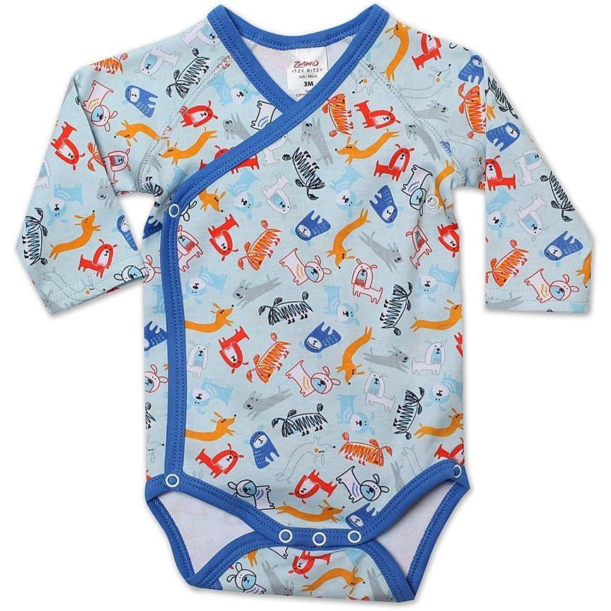 imageZutano BabyBoys Newborn Dino Town Screen Long Sleeve Wrap BodySky