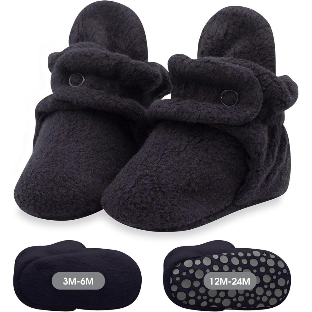 imageZutano unisexbaby Cozie Fleece Baby Booties With GrippersBlack