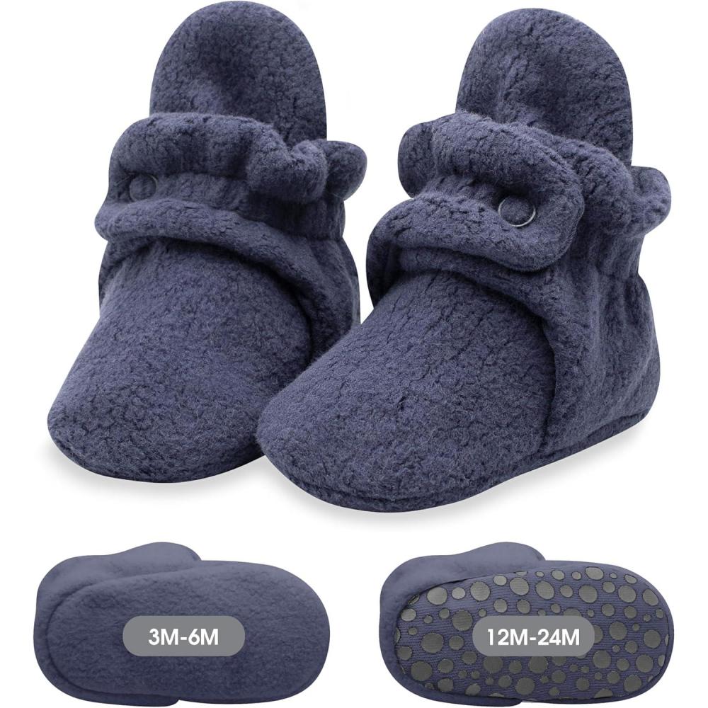 imageZutano unisexbaby Cozie Fleece Baby Booties With GrippersDenim Navy
