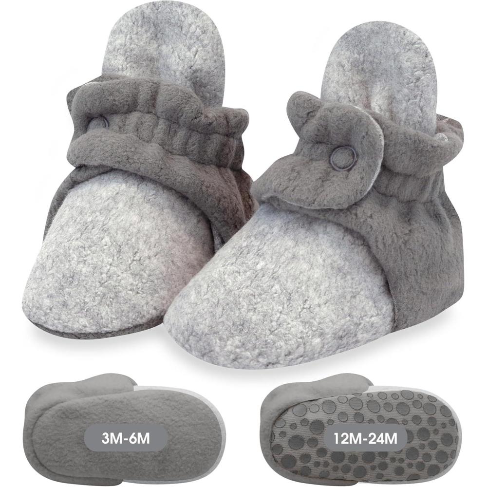 imageZutano unisexbaby Cozie Fleece Baby Booties With GrippersHeather GrayGray