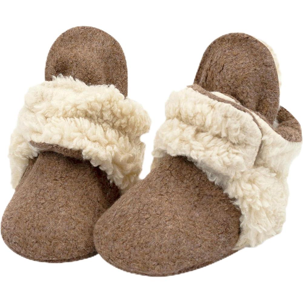 imageZutano unisexbaby Cozie Fleece Baby Booties With GrippersHeather Mocha Furry