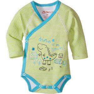 Zutano Baby-Boys Newborn Dino Town Screen Long Sleeve Wrap Body(Lime)