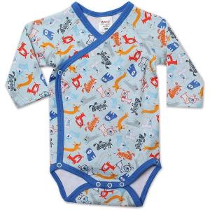 Zutano Baby-Boys Newborn Dino Town Screen Long Sleeve Wrap Body(Sky)