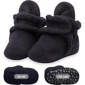 Zutano unisex-baby Cozie Fleece Baby Booties With Grippers(Black)