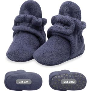 Zutano unisex-baby Cozie Fleece Baby Booties With Grippers(Denim Navy)